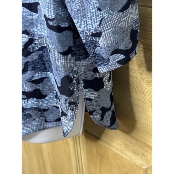 NYDJ Womens Camo Camouflage Blouse Long Sleeve Shirt Top Pleated Back Blue M - Picture 4 of 7